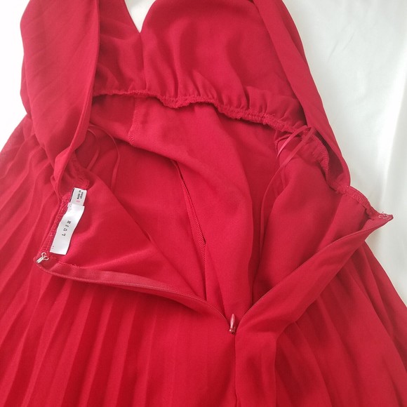 Lush Dress Womens Small Red Sleeveless Party Split Maxi Romper Halter Neck Zip - Picture 12 of 16